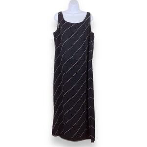 EMANUEL UNGARO Black Silk Chiffon Sleeveless Shift Dress size 16